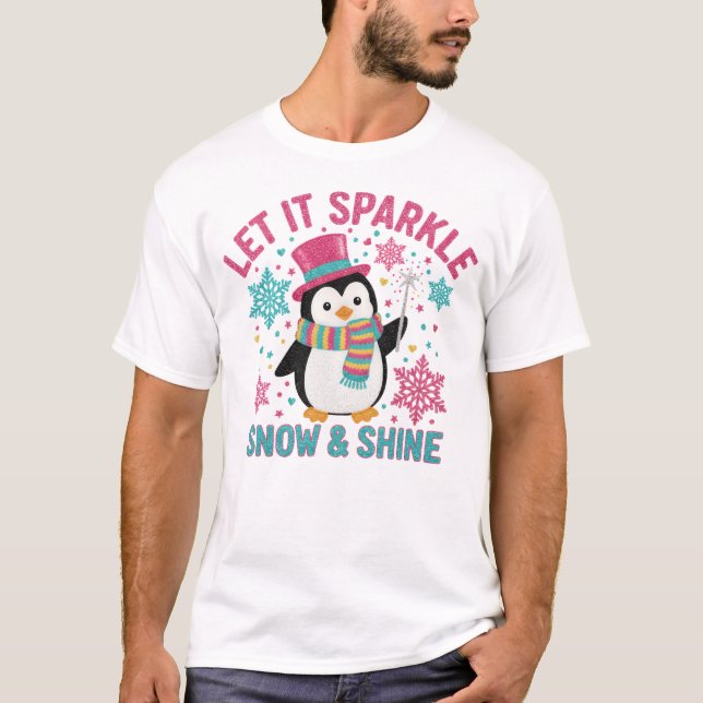 Camisa de Pinguim Snow & Shine – Presente de Natal (Frente)