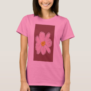 camisa de pintura de flor rosa