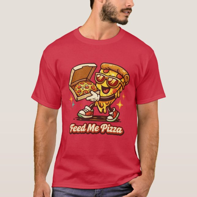 Camisa de Pizza Engraçada Retro 'Me Alimente com P (Frente)