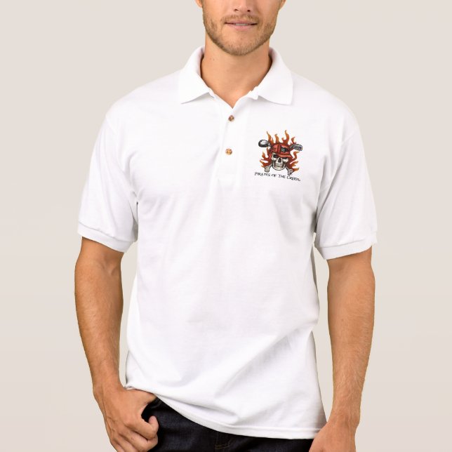Camisa de Polo de Golfe Pirata de Crânio Edgel (Frente)
