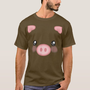Camisa de porca branca Kawaii Japonês Cartoon Pig