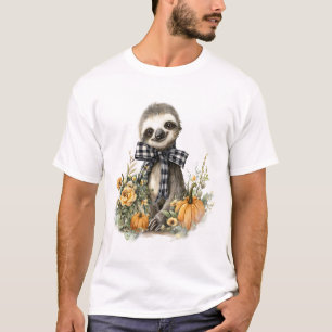 Camisa de Preguiça Animais Abóbora de Outono