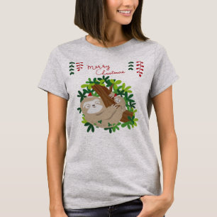 Camisa de Preguiça de Natal   Feliz Slothmas   