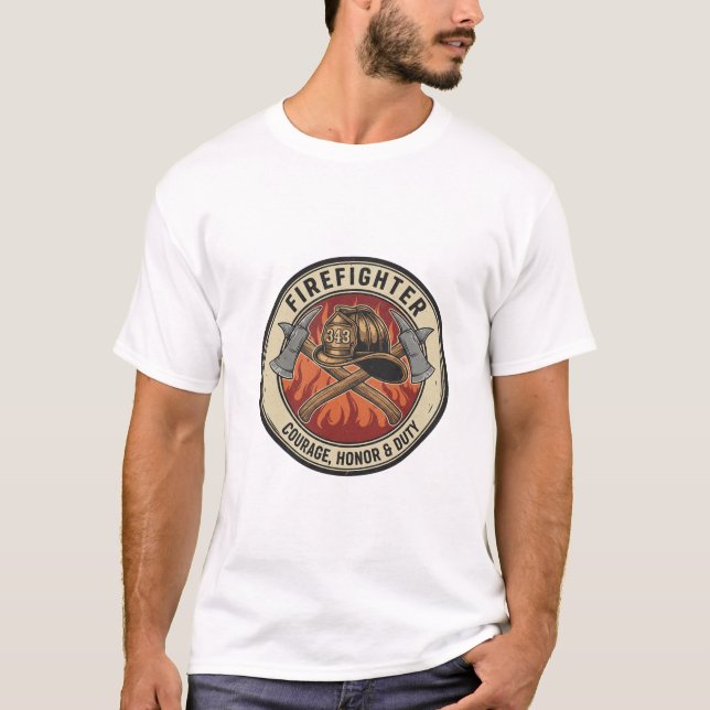 Camisa de presente para homens Herói Bombeiro Vint (Frente)