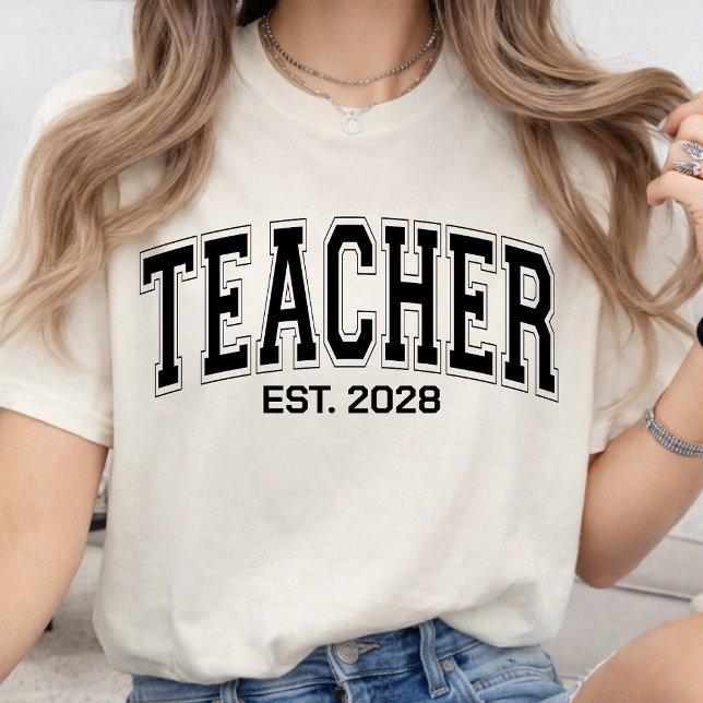 Camisa de Professor, Camisa Retro de Volta às Aula (Personalized Elegant Varsity Teacher Appreciation | Teacher Graduation T-Shirt)