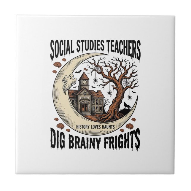 Camisa de Professor de Estudos Sociais Spooky Brai (Frente)