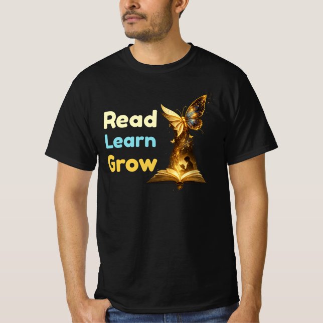 Camisa de Professor de Leitura Leia Aprenda Cresça (Frente)