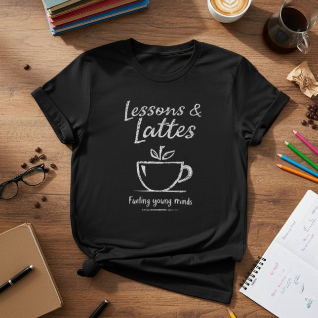 Camisa de Professora Lições e Cafés — Design de Pr (Criador carregado)