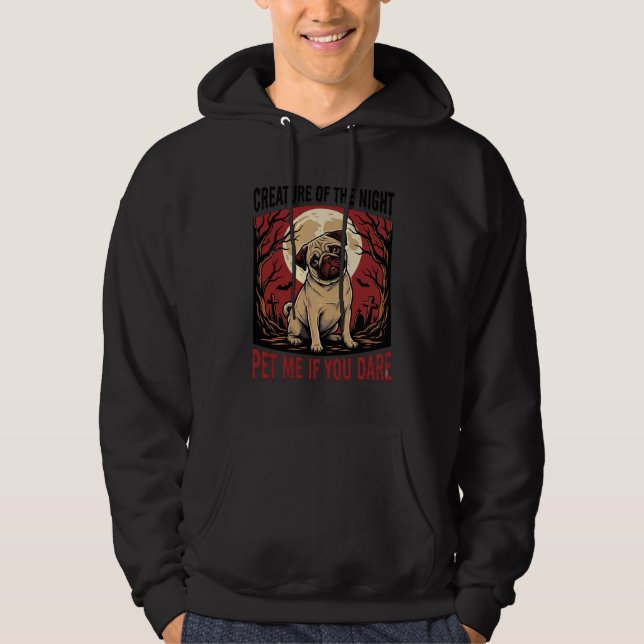 Camisa de Pug de Halloween com Cemitério Assustado (Frente)