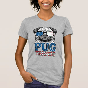 Camisa de Pug Patriótico com Desenho de Gravura Vi