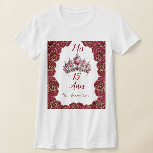 Camisa de Quinceañera com Tiara, Rosas vermelhas e (Postura )