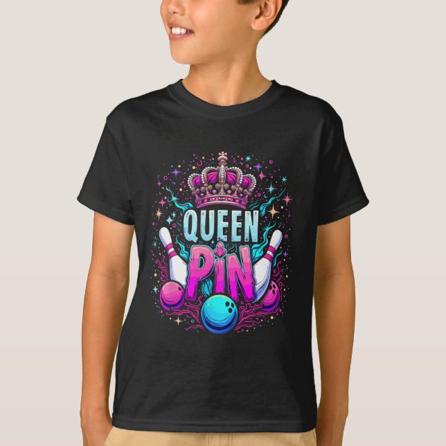 Camisa de Rainha Pin Bowler Liga de Boliche Para B (Frente)