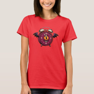 Camisa de Relógio Alarme Monstro Asa de Morcego Te