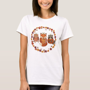 Camisa de retalhamento de animais de floresta em q
