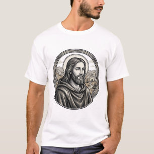 Camisa de retrato religioso de gravura vintage