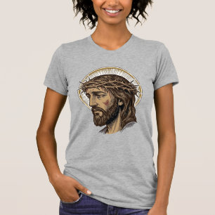 Camisa de retrato vintage gravada coroa de espinho