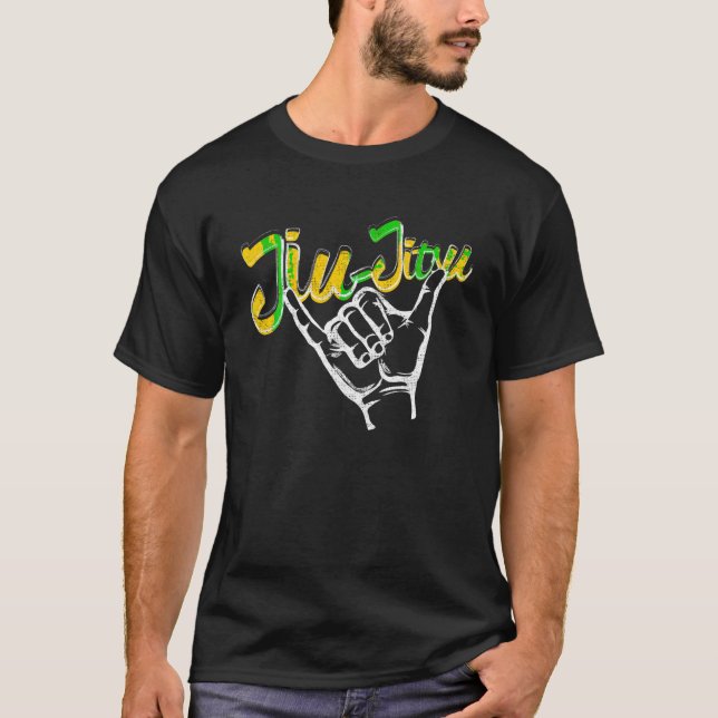 Camisa de Rolling Jiu Jitsu para o amarelo-present (Frente)