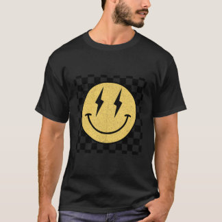 Camisa de Rosto Feliz Retrô Verificada Padrão Sorr