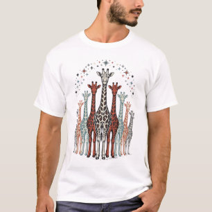 Camisa de Safári com Manada de Girafas Gravadas Vi