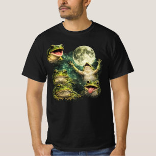 Camisa de Sapo Uivando Para a Lua Vintage Sapo Lua