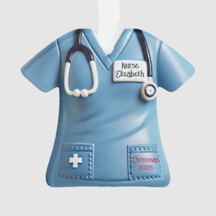 Camisa de Scrubs de Enfermeira Ornamento de Natal 