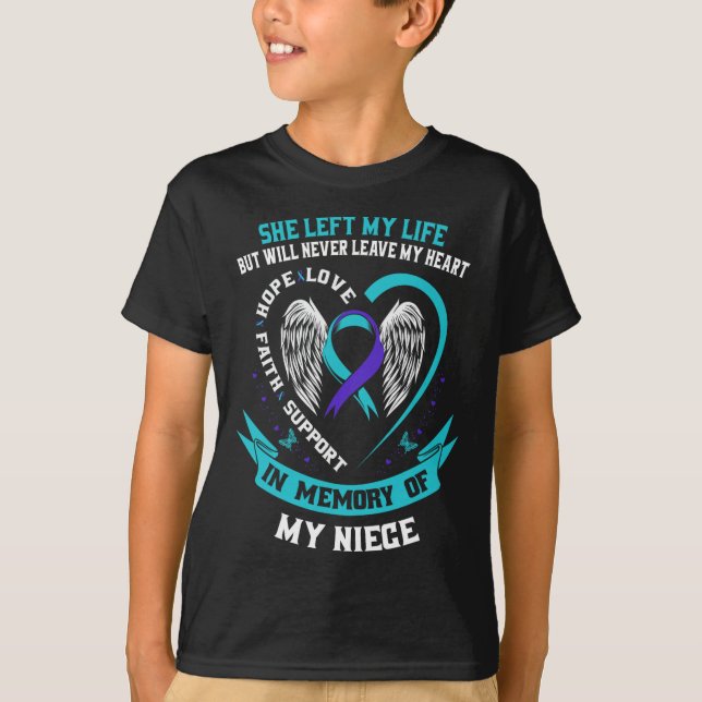 Camisa de Sensibilização do Suicídio Roxo-Teal (Frente)