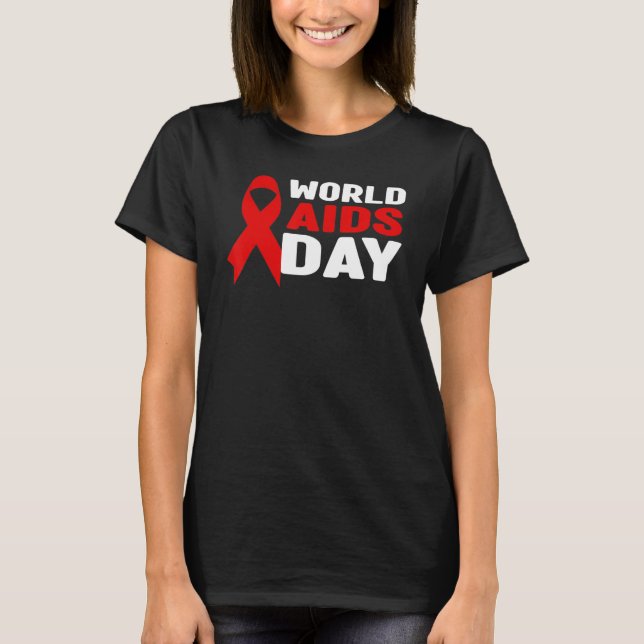 Camisa de Sensibilização HIVAIDS - Fita Vermelha,  (Frente)