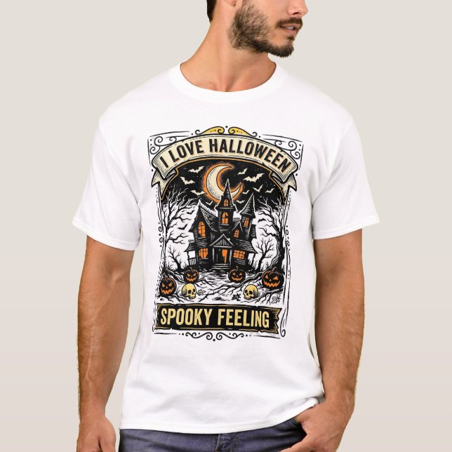 Camisa de Sentimento de Halloween Casa Assombrada  (Frente)