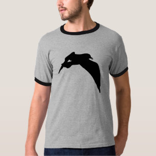 Camisa de silhueta preta de gull do mar