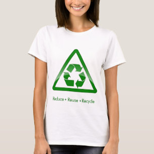 Camisa de símbolo verde "reduzir o reciclar de re