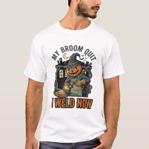 Camisa de Soldador de Halloween Design de Vassoura
