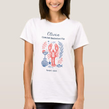 Camisa de Solteira Costeira Personalizada Coral Az