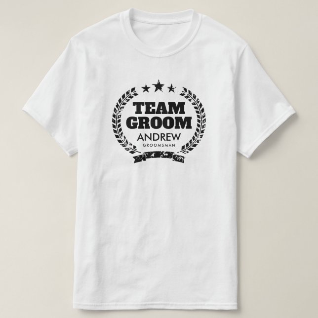 Camisa de solteiro do Team Groom para padrinhos de (Frente do Design)