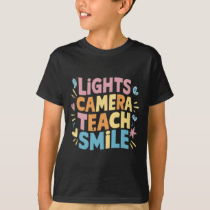Camisa de Sorriso de Ensino de Luz Câmera Divertid