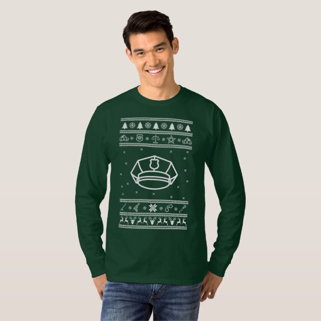 Camisa de Suéter de Natal Feia da Polícia (Frente Completa)
