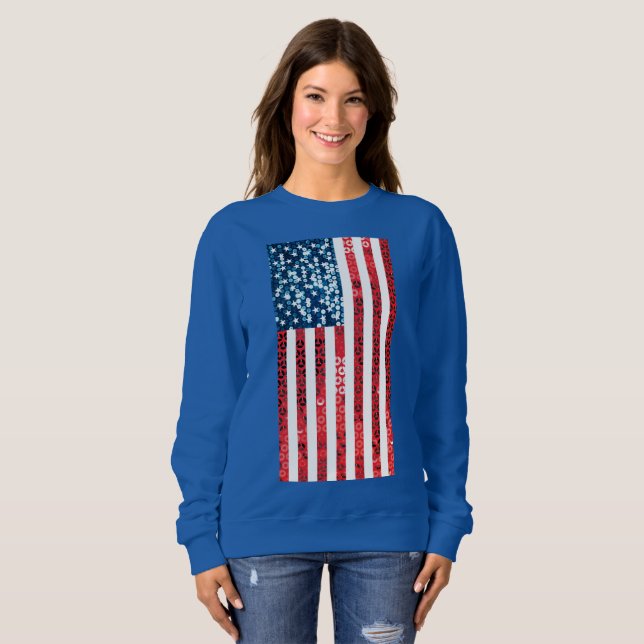 camisa de suor da bandeira americana vertical (Frente Completa)