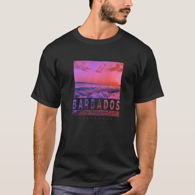 Camisa de Surfe de Praia do Caribe de Barbados (Frente)