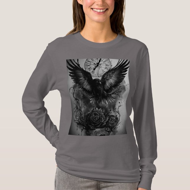 Camisa de T nos EUA: T-leeve básica de manga longa (Frente)