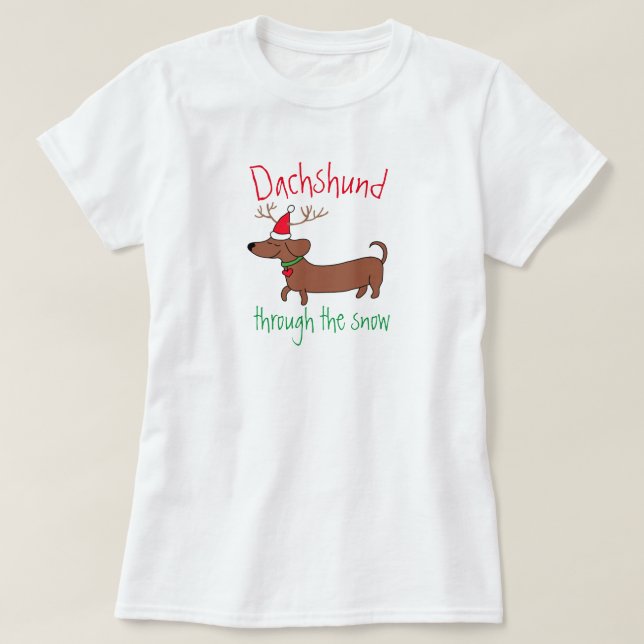 Camisa de Tamanho Plus Básica Dachshund Através da (Frente do Design)