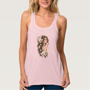 Camisa de tanque floral elegante Magnolia Grace Mu
