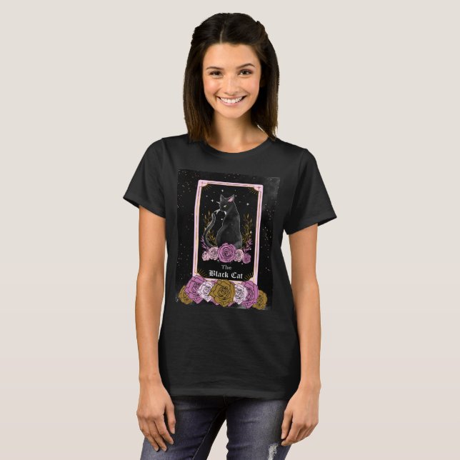 Camisa de Tarot de Gato Negro (Frente Completa)