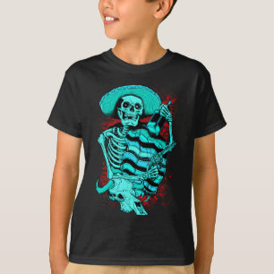 Camisa de Tequila do Pistolero Esqueleto Mexicano
