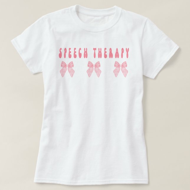 Camisa de Terapia da Fala, Camisa SLP, Laços Rosa, (Frente do Design)