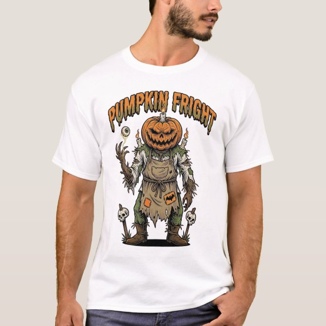 Camisa de Terror de Abóbora Arte de Olho de Hallow (Frente)