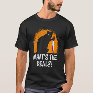 Camisa de Terror Gato com Faca Manchada de Sangue
