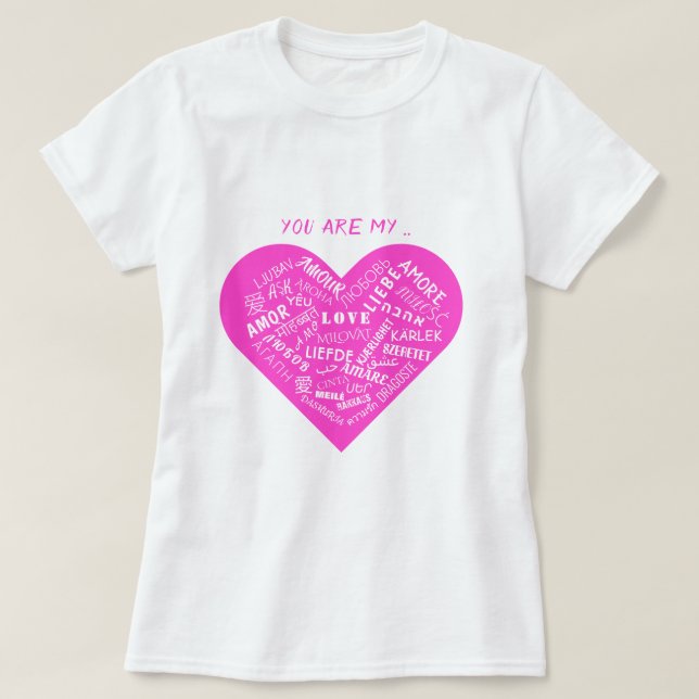 Camisa de Texto Romântica de Amor (Frente do Design)