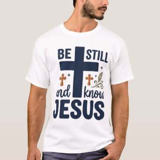 Camisa de Tipografia Cristã Fique Calmo e Conheça