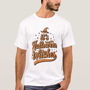 Camisa de Tipografia de Bruxas de Halloween Vintag