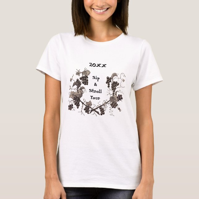 Camisa de Tour Sip & Stroll com Vinha de Uva como  (Frente)