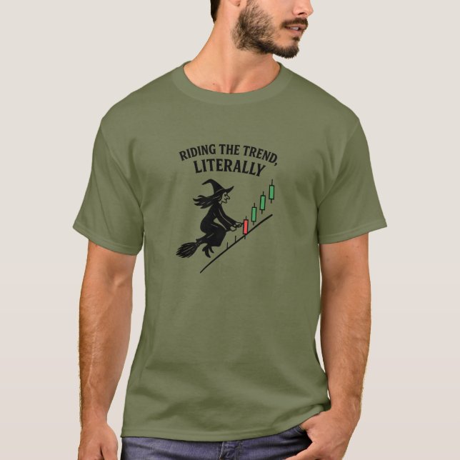 Camisa de Trader com Bruxa Seguindo a Tendência (Frente)